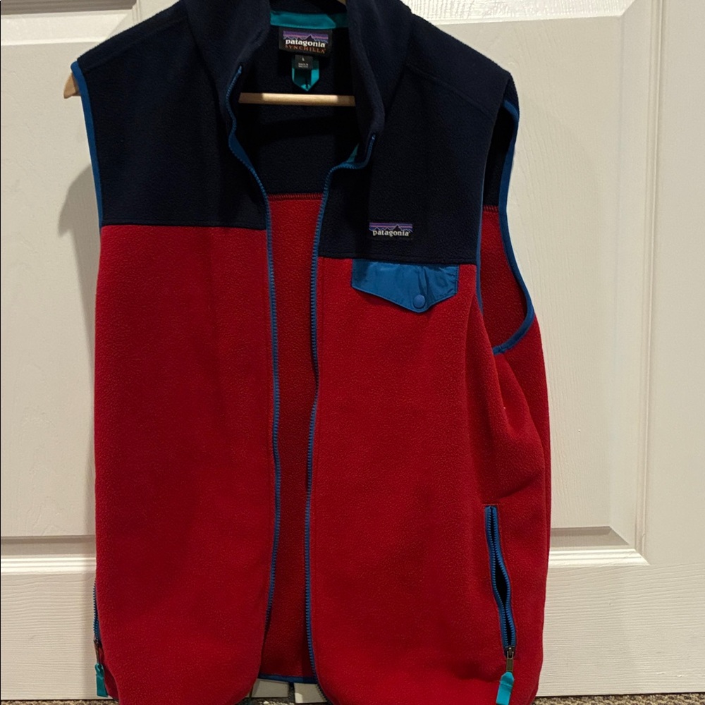 Patagonia Red and Navy Fleece Vest